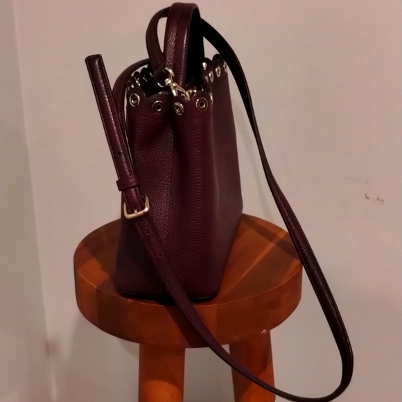 Kate Spade Crossbody Leather Bag Plum - Janell Paloma Purse - Picture 10 of 17